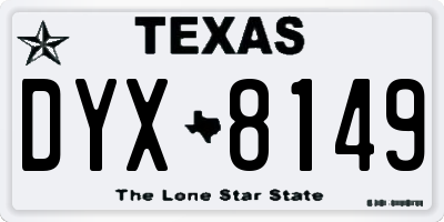 TX license plate DYX8149