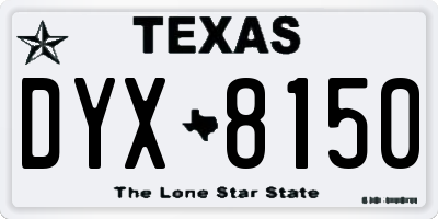 TX license plate DYX8150