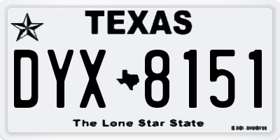 TX license plate DYX8151