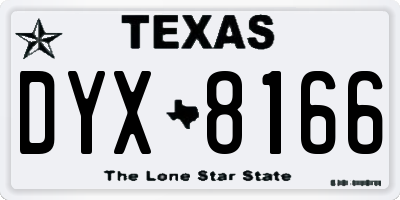 TX license plate DYX8166
