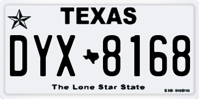 TX license plate DYX8168