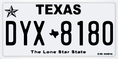 TX license plate DYX8180