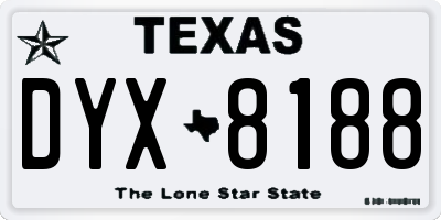 TX license plate DYX8188