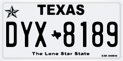 TX license plate DYX8189