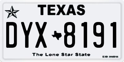 TX license plate DYX8191