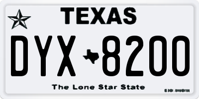 TX license plate DYX8200