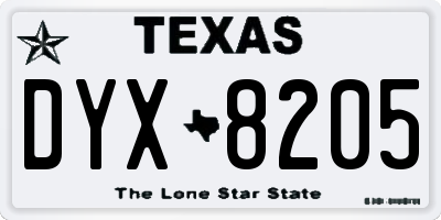 TX license plate DYX8205