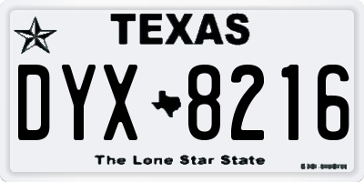TX license plate DYX8216
