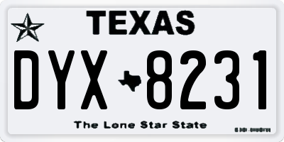 TX license plate DYX8231