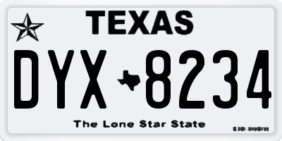 TX license plate DYX8234