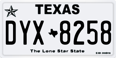 TX license plate DYX8258