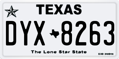 TX license plate DYX8263