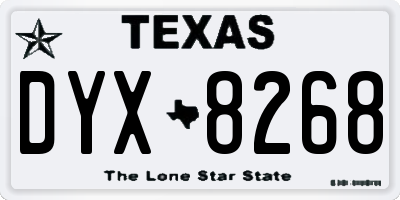 TX license plate DYX8268