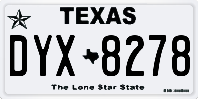 TX license plate DYX8278
