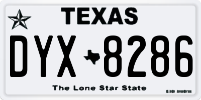 TX license plate DYX8286