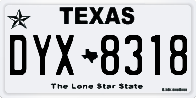 TX license plate DYX8318