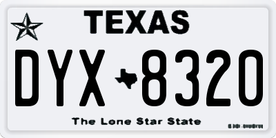 TX license plate DYX8320