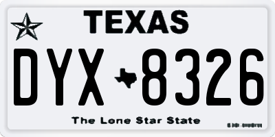 TX license plate DYX8326