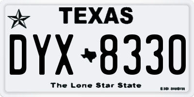 TX license plate DYX8330