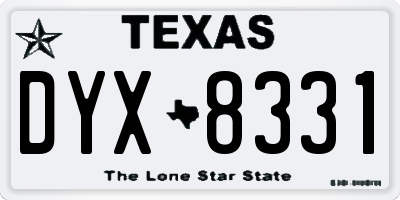 TX license plate DYX8331