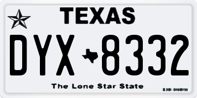 TX license plate DYX8332