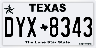 TX license plate DYX8343