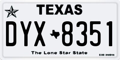 TX license plate DYX8351