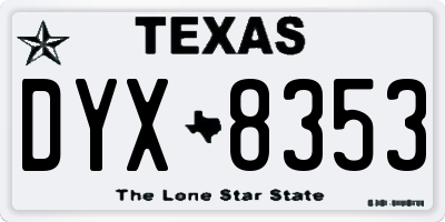 TX license plate DYX8353