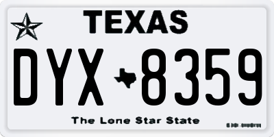 TX license plate DYX8359