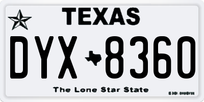 TX license plate DYX8360