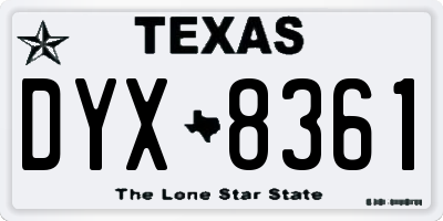 TX license plate DYX8361