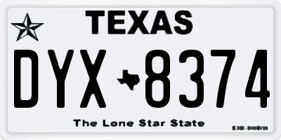 TX license plate DYX8374
