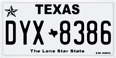 TX license plate DYX8386