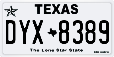 TX license plate DYX8389