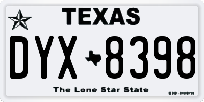 TX license plate DYX8398