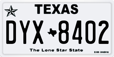 TX license plate DYX8402