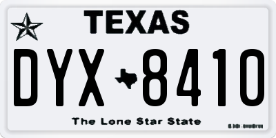 TX license plate DYX8410