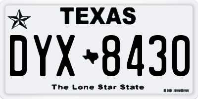TX license plate DYX8430