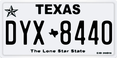 TX license plate DYX8440