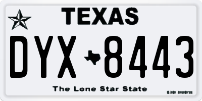 TX license plate DYX8443