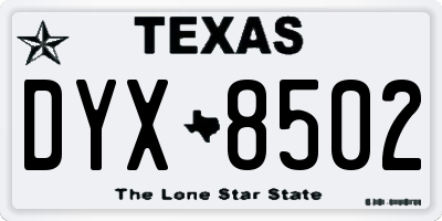 TX license plate DYX8502