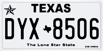 TX license plate DYX8506
