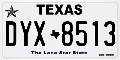 TX license plate DYX8513