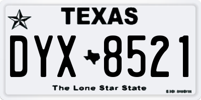 TX license plate DYX8521