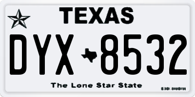 TX license plate DYX8532