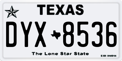 TX license plate DYX8536