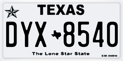 TX license plate DYX8540