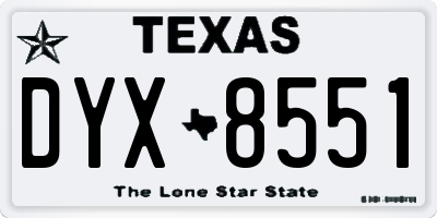 TX license plate DYX8551