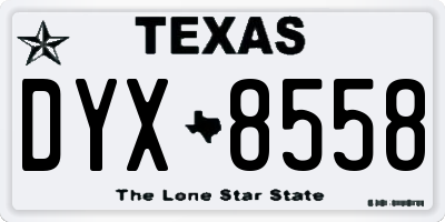 TX license plate DYX8558