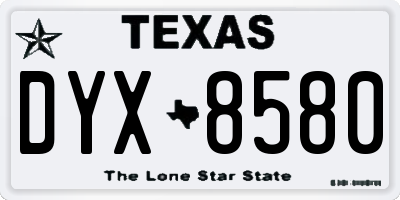 TX license plate DYX8580